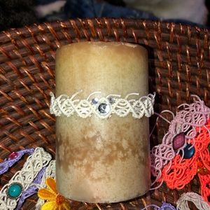 Candle decor lace wreath adjustable crystal NEW